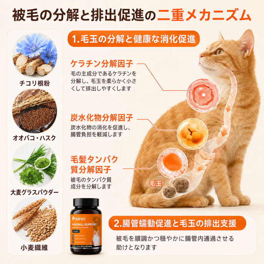 プアインタ 毛玉ケアタブレット 猫用 ケレフィオ酵素配合