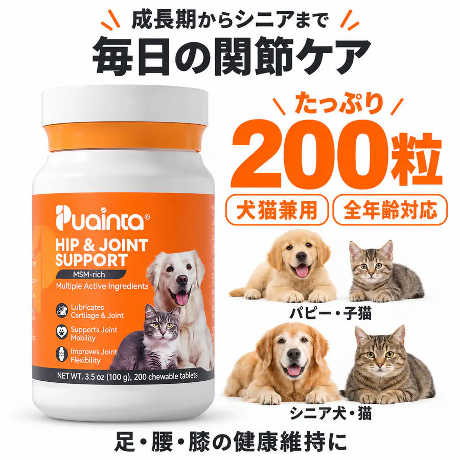 【犬猫兼用/全年齢対応】対応】プアインタ 関節 コンドロイチン  グルコサミン MSM